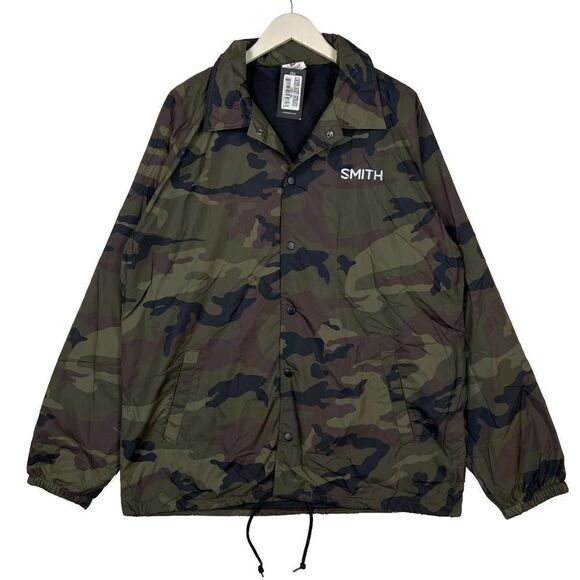 New Smith Men US: S, M, L Coach's Jacket Windbreaker Snap Front Olive Camo - Picture 1 of 9